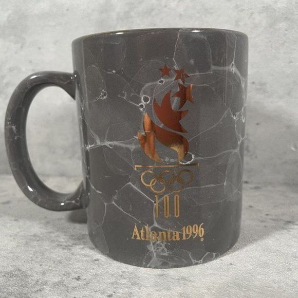 VTG 1996 Official Atlanta Olympics Games Coffee Mug Sports Gold Leaf Torch - Picture 3 of 6